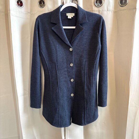 Vtg Isabella Bird Wool Cardigan Sweater Small Longline Ribbed Fitted Class 19004 - Picture 1 of 8